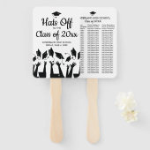 Afstuderen Fan Class of High School Student Names Handwaaier (Voorkant en achterkant)