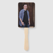 Afstuderen Fan Rustic Wood Mannelijke Foto Handwaaier (Achterkant)