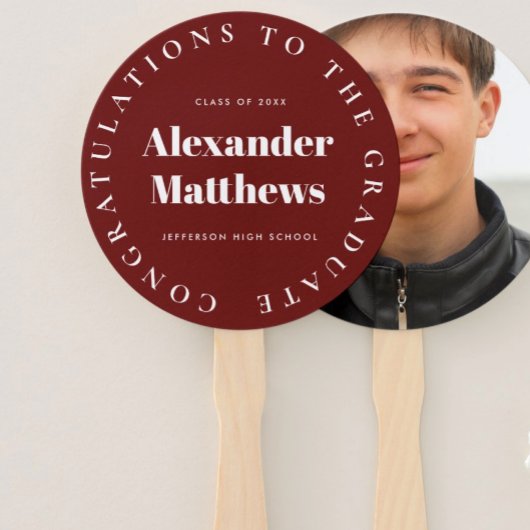 Afstuderen Fan School Class Man Foto Burgundy Handwaaier