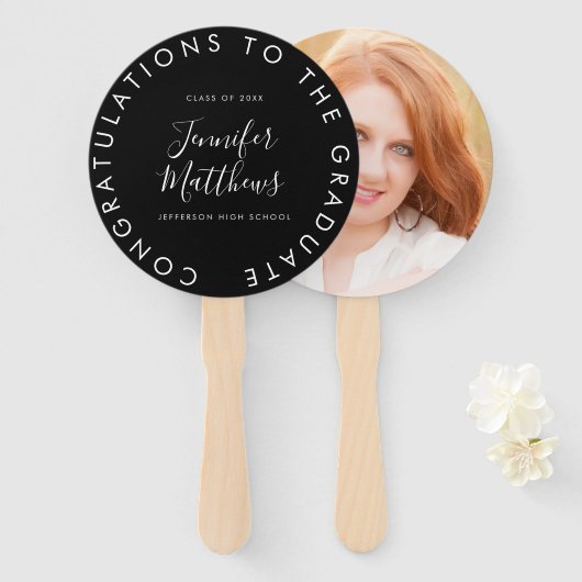 Afstuderen Fan School Kleurenklasse Foto Handwaaier (Voorkant en achterkant)