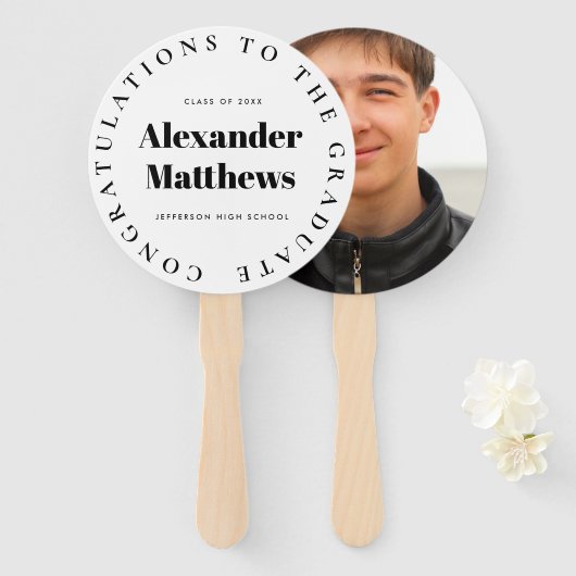 Afstuderen Fan Uw School Class Man Foto Handwaaier (Voorkant en achterkant)