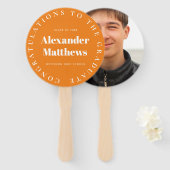 Afstuderen Fan Uw School Class Man Foto Sinaasappe Handwaaier (Voorkant en achterkant)