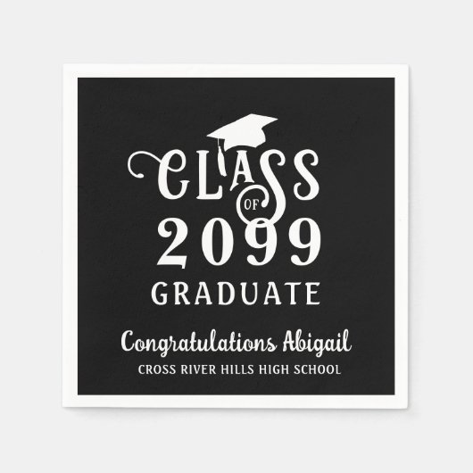 Afstuderen Fancy klasse Jaar Script Naam Servet (Voorkant)