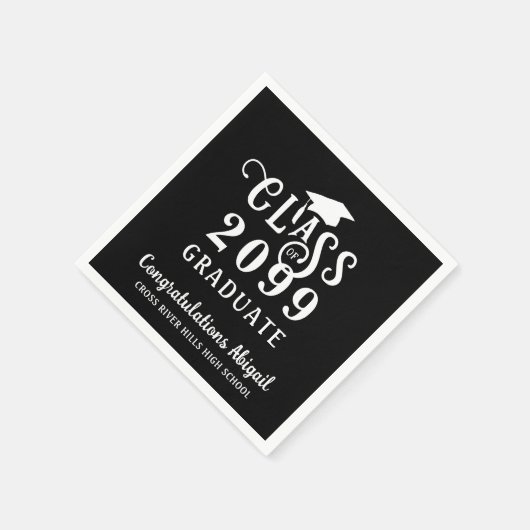 Afstuderen Fancy klasse Jaar Script Naam Servet (Hoek)