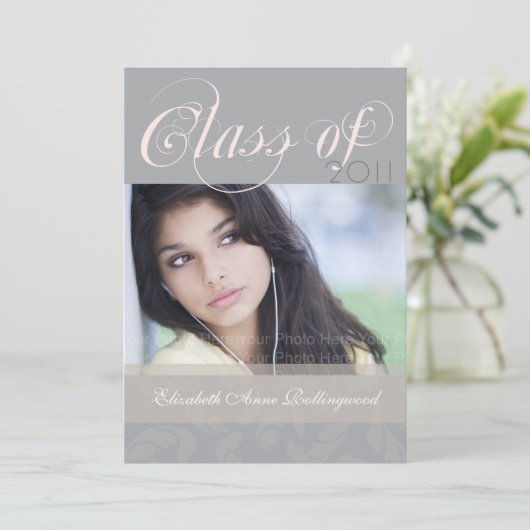 Afstuderen fancy tekst: Zilver Kaart (Staand voorkant)