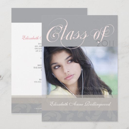 Afstuderen fancy tekst: Zilver Kaart (Voorkant / Achterkant)