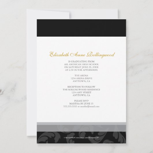 Afstuderen fancy tekst: Zwart en goud Kaart (Achterkant)