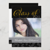 Afstuderen fancy tekst: Zwart en goud Kaart (Voorkant / Achterkant)