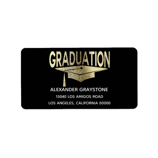 Afstuderen Faux Gold Afstuderen Black Classic Etiket (Voorkant)
