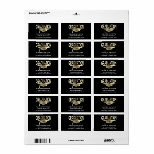Afstuderen Faux Gold Afstuderen Black Classic Etiket (Full Sheet)