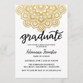 Afstuderen Faux Gold Foil Mandala Pattern Kaart