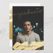 Afstuderen Faux Gold Foil Modern Aangepast Aankondiging (Voorkant / Achterkant)