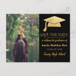 Afstuderen Faux Gold Foil Pet | De datum-foto opsl Briefkaart