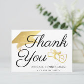 Afstuderen Faux Gold Foil Pet Diploma Hartelijk da Bedankkaart (Staand voorkant)