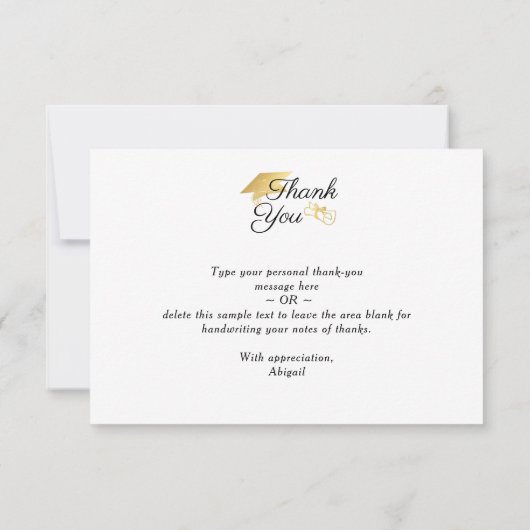 Afstuderen Faux Gold Foil Pet Diploma Hartelijk da Bedankkaart (Achterkant)