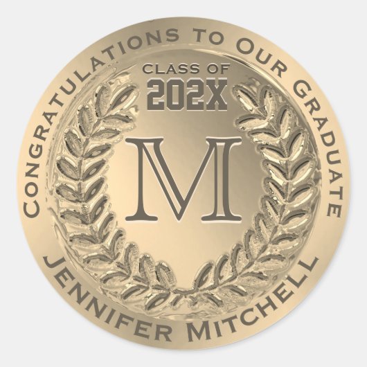 Afstuderen Faux Gold Foil Ronde Sticker (Voorkant)