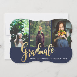 Afstuderen Faux Gold Foil Script Foto | Marine Bla Kaart