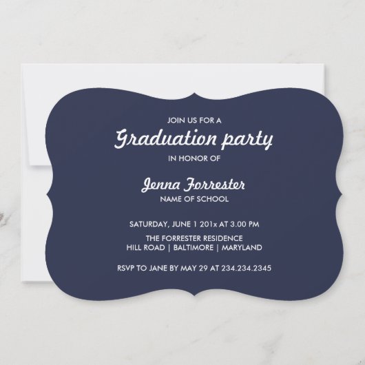 Afstuderen Faux Gold Foil Script Foto | Marine Bla Kaart (Achterkant)