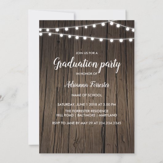 Afstuderen faux gold foil | String Lights Foto Kaart (Achterkant)