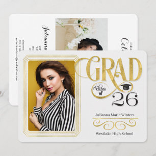 Afstuderen Faux Gold Leaf Class of 2025 Foto Kaart