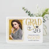 Afstuderen Faux Gold Leaf Class of 2025 Foto Kaart (Staand voorkant)