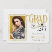 Afstuderen Faux Gold Leaf Class of 2025 Foto Kaart (Voorkant)