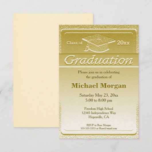 Afstuderen Faux Gold Metallic Kaart (Voorkant / Achterkant)