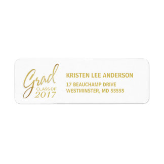 Afstuderen Faux Gouden Folie Elegant Handschrift Etiket