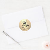 Afstuderen Faux Metallic Goud Handgeschreven Scrip Ronde Sticker (Envelop)