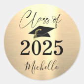 Afstuderen Faux Metallic Goud Handgeschreven Scrip Ronde Sticker (Voorkant)