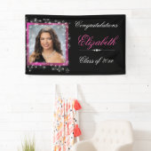 Afstuderen, Faux Sparkling Glitter, Roze/CUSTOM Spandoek (Insitu)