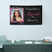 Afstuderen, Faux Sparkling Glitter, Roze/CUSTOM Spandoek (Beurs)