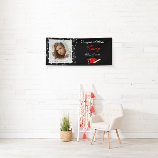 Afstuderen, faux sprankelende glitter, foto spandoek (Insitu)