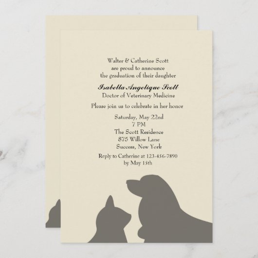 Afstuderen Favoriete gezelschapsdieren Kaart (Voorkant / Achterkant)