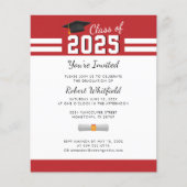 Afstuderen feest 2025 Rode Afstuderen Uitnodiging (Voorkant)