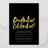 Afstuderen feest leuke confetti folie uitnodiging (Voorkant)