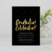 Afstuderen feest leuke confetti folie uitnodiging (Staand Voorkant)