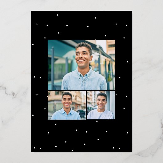 Afstuderen feest leuke confetti folie uitnodiging (Achterkant)