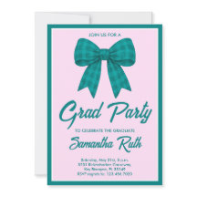 Afstuderen Feest met Turquoise Gingham Strik