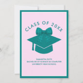 Afstuderen Feest met Turquoise Gingham Strik Kaart (Achterkant)