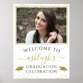 Afstuderen feestdag Gold Glitter Welkom Poster