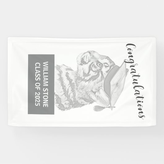 Afstuderen feestelijk gepersonaliseerd spandoek (Horizontaal)