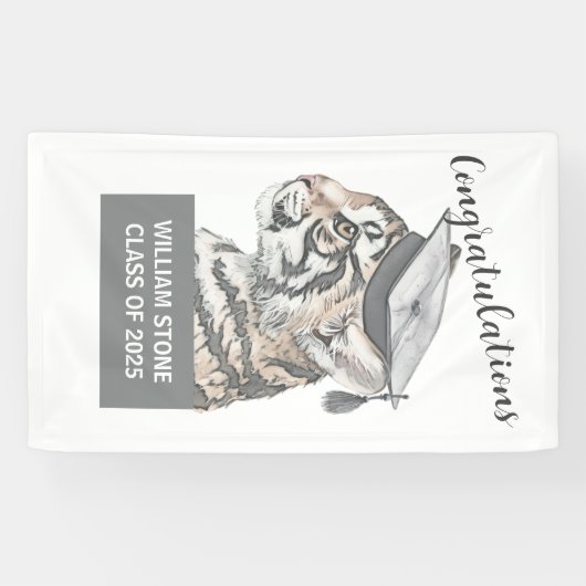 Afstuderen feestelijk gepersonaliseerd spandoek (Horizontaal)