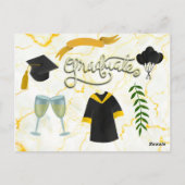 Afstuderen  Felicitaties  Academische muts  en tog Briefkaart (Achterkant)