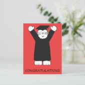 Afstuderen Felicitaties Cartoon Cat Briefkaart (Staand voorkant)