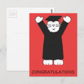 Afstuderen Felicitaties Cartoon Cat Briefkaart (Voorkant / Achterkant)