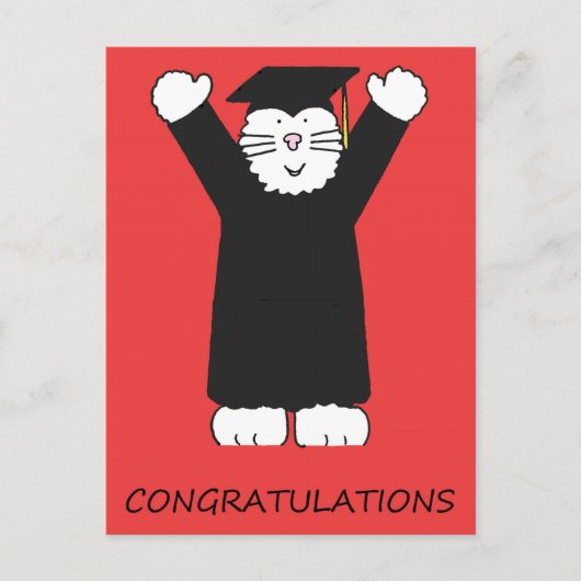 Afstuderen Felicitaties Cartoon Cat Briefkaart (Voorkant)