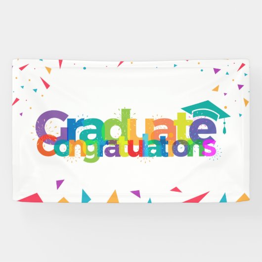Afstuderen felicitaties - kleurrijk Afstuderen Spandoek (Horizontaal)