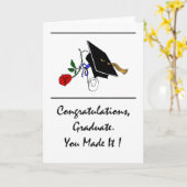 afstuderen felicitaties scroll en roos kaart (Gele Bloem)