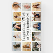 Afstuderen feliciteert 12 Photo Collage Modern Scr Spandoek (Verticaal)
